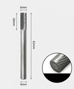 Tungsten Carbide Cylindrical flat end Rotary Burr Single-cut 6 x 16mm