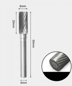 Tungsten Carbide Cylindrical flat end Rotary Burr Single-cut 8 x 20mm