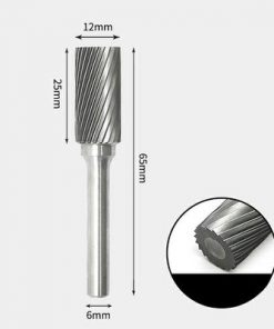Tungsten Carbide Cylindrical flat end Rotary Burr Single-cut 12 x 25mm