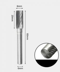 Tungsten Carbide Cylindrical with end cut Rotary Burr Single-cut 8 x 2