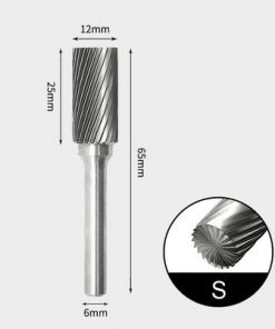 Tungsten Carbide Cylindrical with end cut Rotary Burr Single-cut 12 x