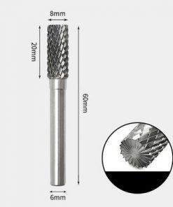 Tungsten Carbide Cylindrical with end cut Rotary Burr Double-cut 8 x 2