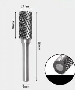 Tungsten Carbide Cylindrical flat end Rotary Burr Double-cut 14 x 25mm