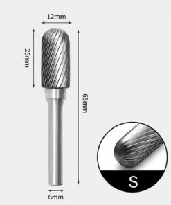 Tungsten Carbide Cylindrical radius end Rotary Burr Single-cut 12 x 25