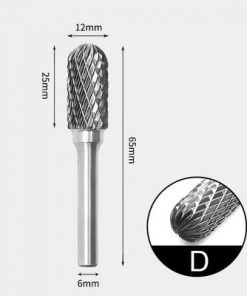 Tungsten Carbide Cylindrical radius end Rotary Burr Double-cut 12 x 25