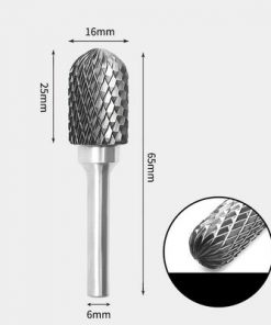 Tungsten Carbide Cylindrical radius end Rotary Burr Double-cut 16 x 25