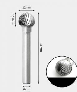 Tungsten Carbide Round ball shape Rotary Burr Single-cut 12 x 10mm