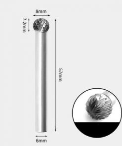 Tungsten Carbide Round ball shape Rotary Burr Double-cut 8 x 7mm