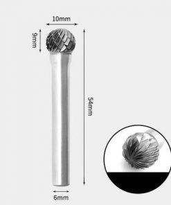 Tungsten Carbide Round ball shape Rotary Burr Double-cut 10 x 9mm
