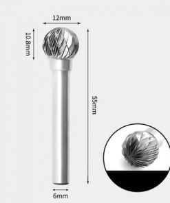 Tungsten Carbide Round ball shape Rotary Burr Double-cut 12 x 10mm