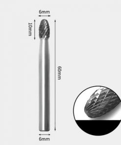 Tungsten Carbide Oval shape Rotary Burr Double-cut 6 x 10mm