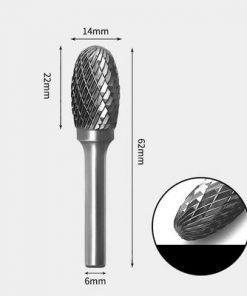 Tungsten Carbide Oval shape Rotary Burr Double-cut 14 x 22mm