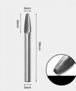 Tungsten Carbide Radius end tree Rotary Burr Single-cut 6 x 18mm