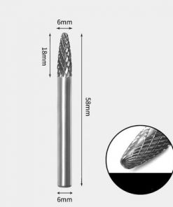 Tungsten Carbide Radius end tree Rotary Burr Double-cut 6 x 18mm