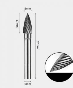 Tungsten Carbide Pointed tree Rotary Burr Single-cut 8 x 17mm