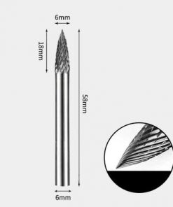Tungsten Carbide Pointed tree Rotary Burr Double-cut 6 x 18mm