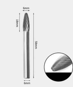 Tungsten Carbide Flame shape Rotary Burr Single-cut 6 x 18mm
