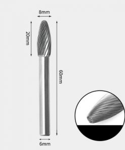 Tungsten Carbide Flame shape Rotary Burr Single-cut 8 x 20mm