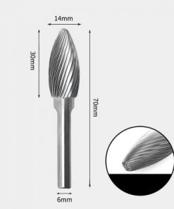 Tungsten Carbide Flame shape Rotary Burr Single-cut 14 x 30mm