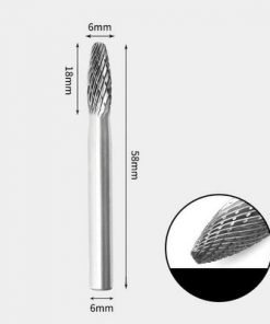 Tungsten Carbide Flame shape Rotary Burr Double-cut 6 x 18mm