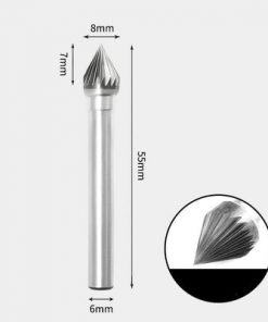 Tungsten Carbide 60 degree included angle Rotary Burr Single-cut 8 x 7