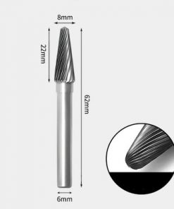 Tungsten Carbide Cone radius end Rotary Burr Single-cut 8 x 22mm
