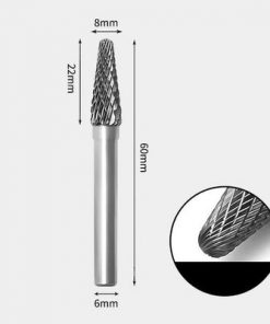 Tungsten Carbide Cone radius end Rotary Burr Double-cut 8 x 22mm