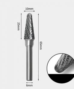 Tungsten Carbide Cone radius end Rotary Burr Double-cut 10 x 25mm