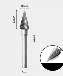 Tungsten Carbide Pointed cone Rotary Burr Single-cut 10 x 20mm