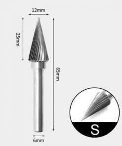 Tungsten Carbide Pointed cone Rotary Burr Single-cut 12 x 25mm