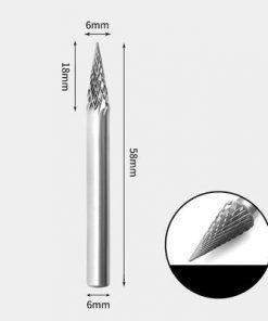 Tungsten Carbide Pointed cone Rotary Burr Double-cut 6 x 18mm
