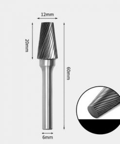 Tungsten Carbide Cone flat end Rotary Burr Single-cut 12 x 20mm