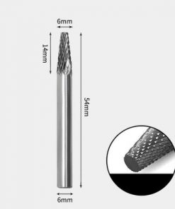 Tungsten Carbide Cone flat end Rotary Burr Double-cut 6 x 14mm
