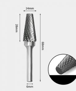 Tungsten Carbide Cone flat end Rotary Burr Double-cut 14 x 28mm