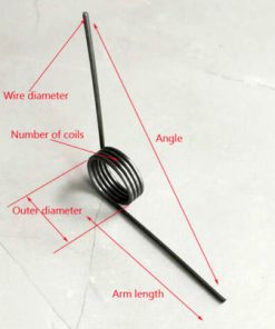 Wire dia. 2.0 mm Outer dia. 15 mm Coils 9 Arm Length 30 mm Torsion Spr