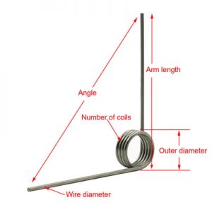1.6mm Wire diameter 12mm OD 60 Angle LH Torsion Spring 2 Pcs
