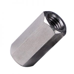 M10 x 1.25 x 20mm 2Pcs 304 Stainless Steel Long Rod Hex Coupling Nuts