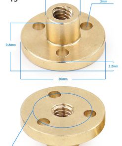 T5 x 1 x 1mm Trapezoidal Thread Flange Brass Nut